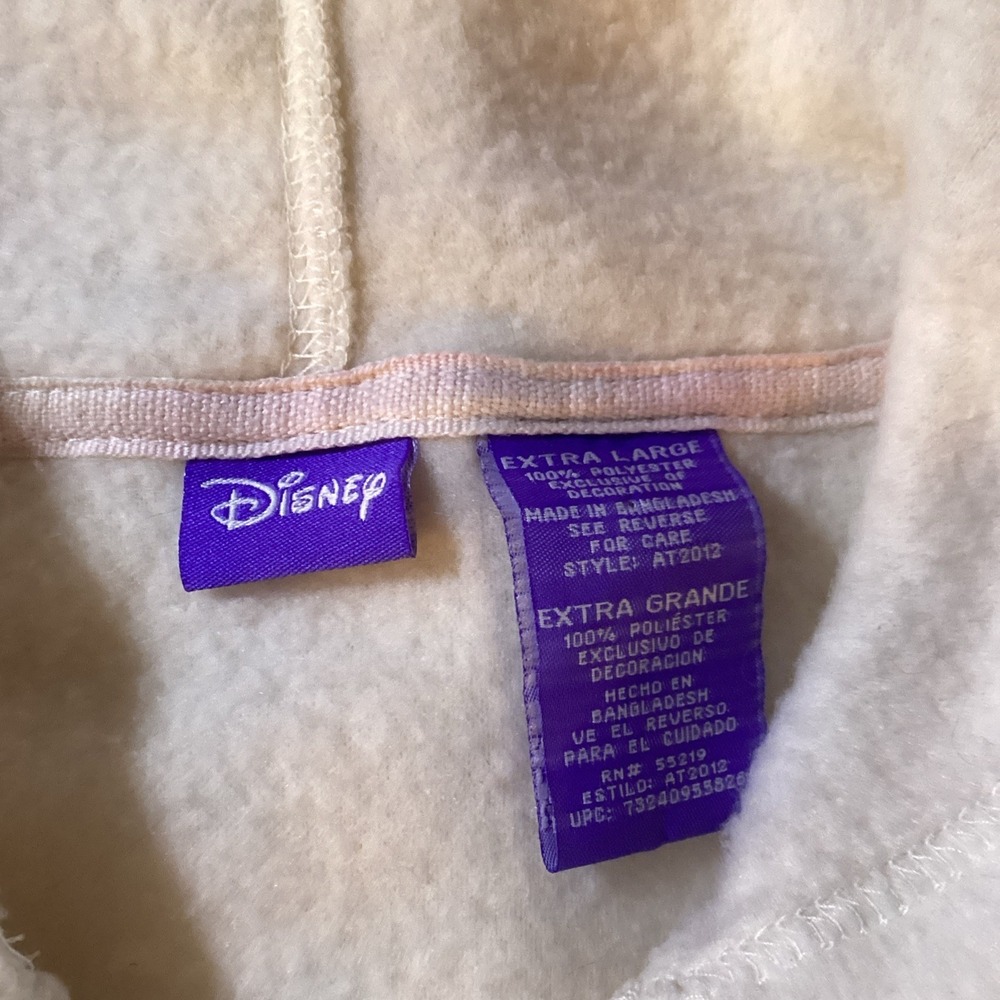 Disney Womens Leather Lace Up Fleece Pullover XL Cream Embroidered Pooh Bear - Picture 2 of 10